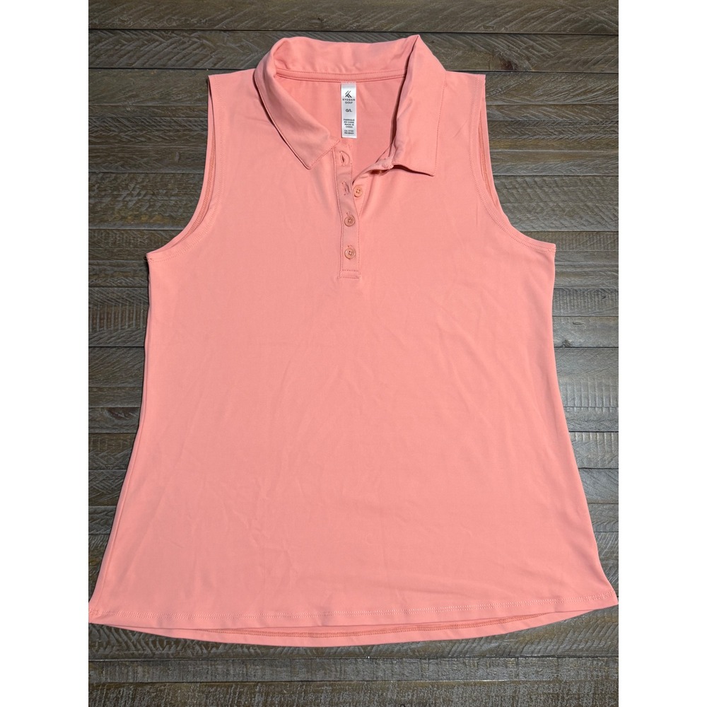Kyodan Golf Sleeveless Polo Women Large Peach Athletic Shirt Preloved